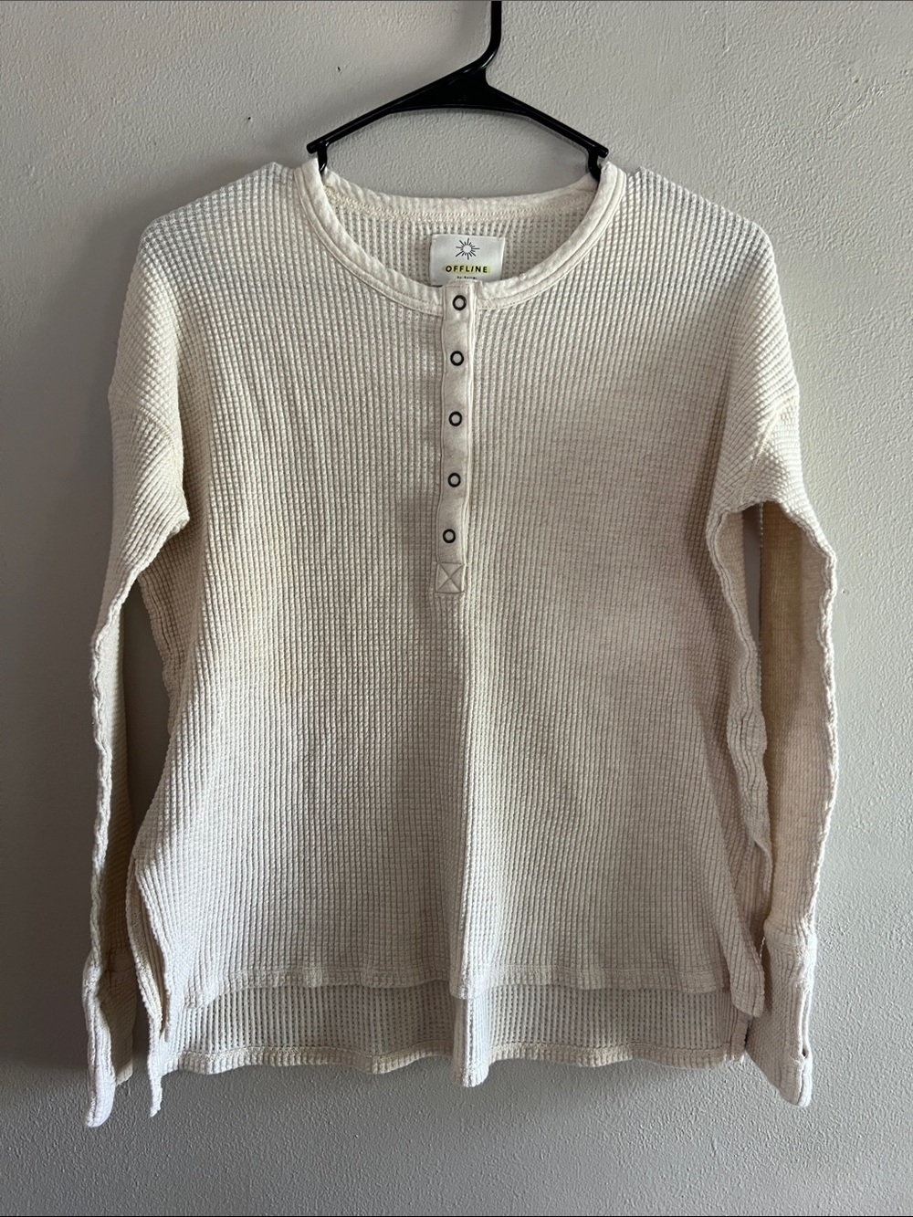 Aerie waffle knit Henley long sleeve top size xsmall